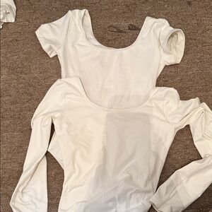 Elegant White Girls Short/Long Sleeve Leotard